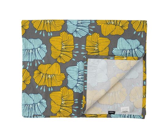 Дорожка на стол из хлопка серого цвета с принтом Цветы из коллекции Prairie, 45х150 см, Tkano, фото 