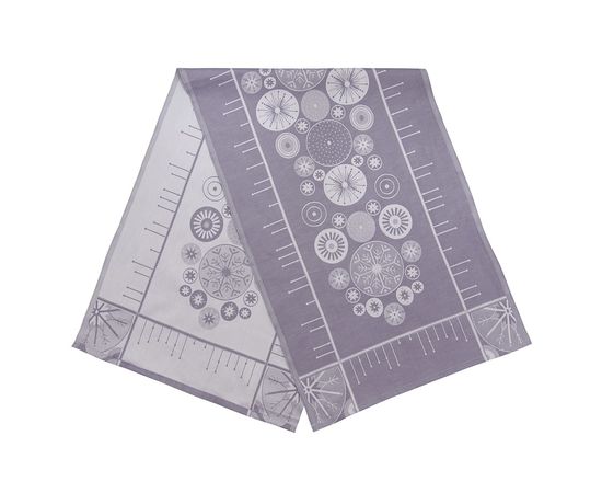 Дорожка из хлопка фиолетово-серого цвета с рисунком Ледяные узоры, New Year Essential, 53х150см, Tkano, фото , изображение 3
