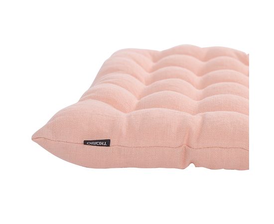 Подушка стеганая на стул из умягченного льна розово-пудрового цвета из коллекции Essential, 40х40 см, Tkano, фото , изображение 4