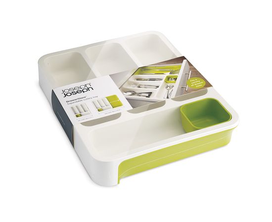 Органайзер для столовых приборов DrawerStore™ раздвижной белый-зеленый, Joseph Joseph, фото , изображение 6