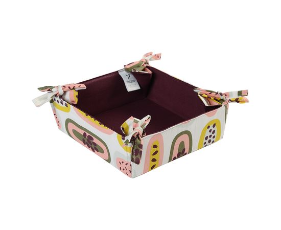Корзинка для хлеба из хлопка бордового цвета с принтом Passion Fruit из коллекции Wild, 35х35 см, Tkano, фото 