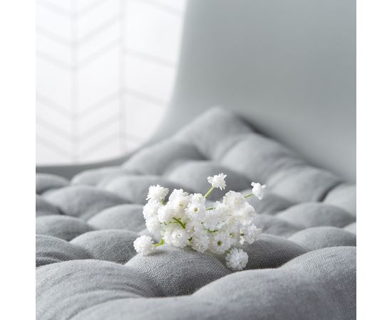 Подушка на стул стеганая из умягченного льна серого цвета, 40х40 см, Tkano, фото , изображение 6