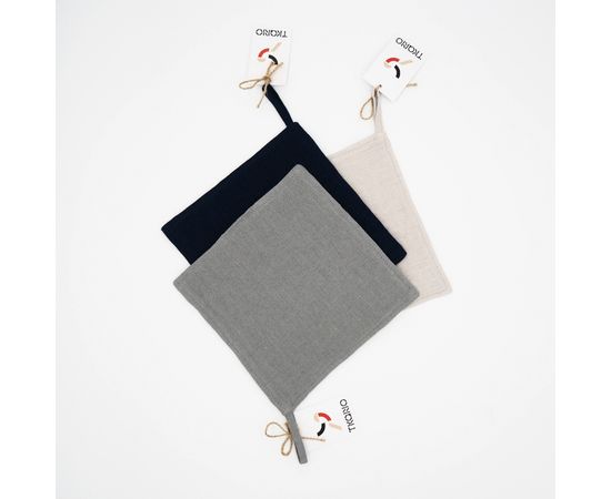 Прихватка из умягченного льна темно-синего цвета Essential, 22х22 см, Tkano, фото , изображение 2