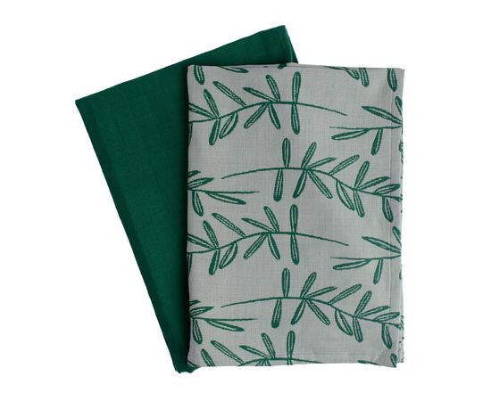 Набор муслиновых кухонных полотенец с графичным принтом Папоротник Russian North, 50х70 см, Tkano, фото 