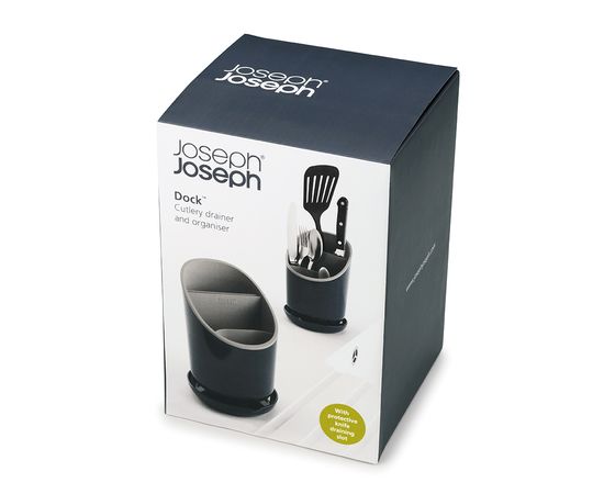 Сушилка для столовых приборов со сливом Dock™ серая, Joseph Joseph, фото , изображение 5