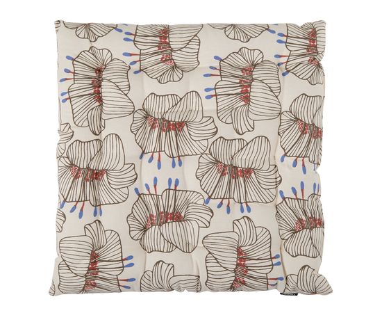 Подушка на стул из хлопка молочного цвета с принтом Цветы из коллекции Prairie, 40х40 см, Tkano, фото 