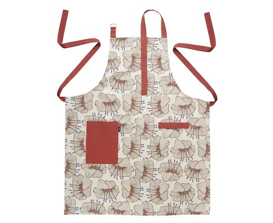 Фартук из хлопка молочного цвета с принтом Цветы из коллекции Prairie, 85х70 см, Tkano, фото 