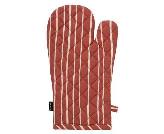 Прихватка-варежка из хлопка терракотового цвета с принтом Полоски из коллекции Prairie, 33х17,5 см, Tkano, фото 