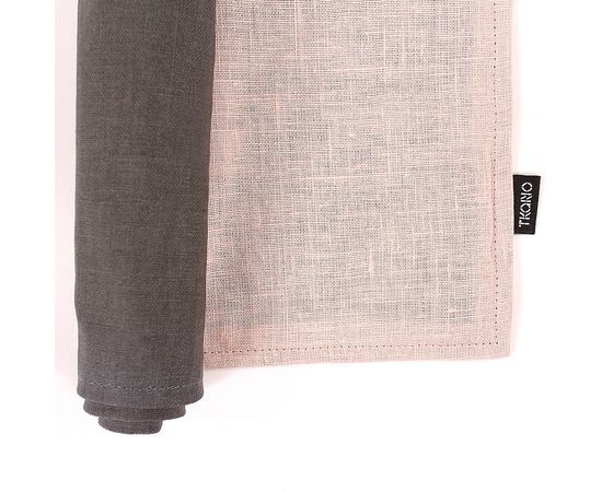 Салфетка под приборы из умягченного льна с декоративной обработкой серый/розовый Essential, 35х45 см, Tkano, фото , изображение 3 Салфетка под приборы из умягченного льна с декоративной обработкой серый/розовый Essential, 35х45 см, Tkano, фото , изображение 3