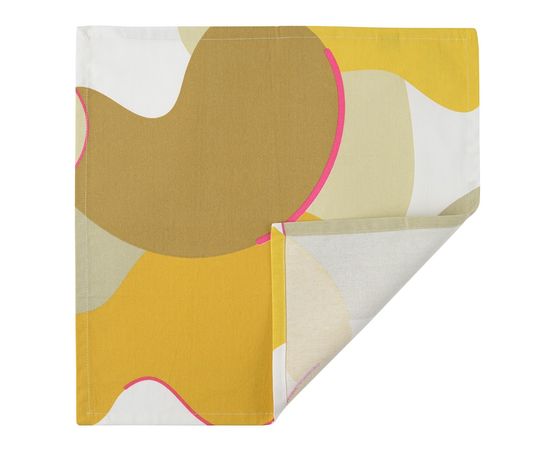 Салфетка сервировочная из хлопка горчичного цвета с авторским принтом из коллекции Freak Fruit, 45х45 см, Tkano, фото  Салфетка сервировочная из хлопка горчичного цвета с авторским принтом из коллекции Freak Fruit, 45х45 см, Tkano, фото