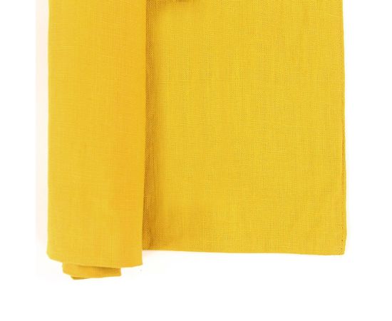 Салфетка под приборы из умягченного льна с декоративной обработкой горчичный Essential, 35х45 см, Tkano, фото , изображение 5