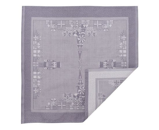 Салфетка из хлопка фиолетово-серого цвета с рисунком Щелкунчик, New Year Essential, 53х53см, Tkano, фото 