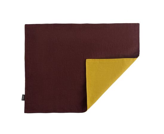 Салфетка под приборы из умягченного льна с декоративной обработкой бордовый/горчица Essential, 35х45, Tkano, фото  Салфетка под приборы из умягченного льна с декоративной обработкой бордовый/горчица Essential, 35х45, Tkano, фото