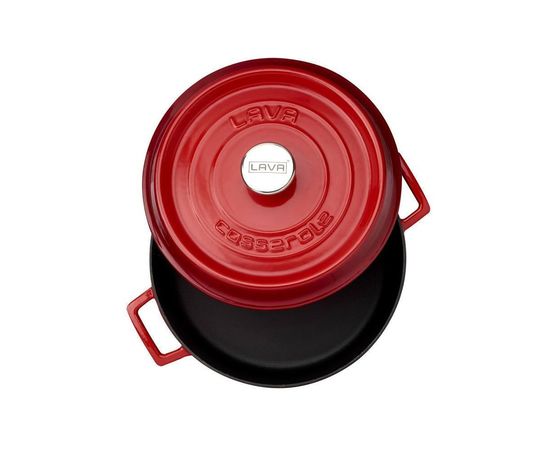 Кастрюля чугунная эмалированная красная, 28 см, LAVA, фото , изображение 2 Кастрюля чугунная эмалированная красная, 28 см, LAVA, фото , изображение 2