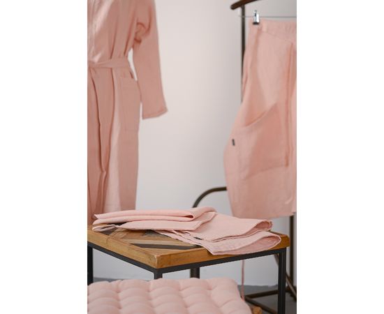 Салфетка под приборы из умягченного льна с декоративной обработкой пыльная роза Essential, 35х45 см, Tkano, фото , изображение 5