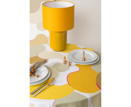 Скатерть из хлопка горчичного цвета с авторским принтом из коллекции Freak Fruit, 170х250 см, Tkano, фото , изображение 3