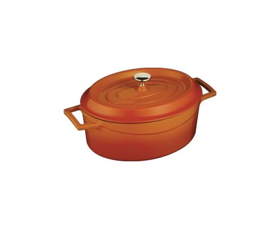 Кастрюля порционная овальная чугунная эмалированная оранжевая, 6 см, LAVA, фото , изображение 2