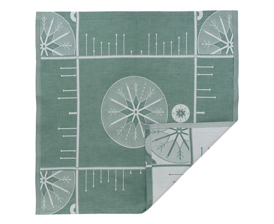 Салфетка из хлопка зеленого цвета с рисунком Ледяные узоры из коллекции New Year Essential, 53х53см, Tkano, фото  Салфетка из хлопка зеленого цвета с рисунком Ледяные узоры из коллекции New Year Essential, 53х53см, Tkano, фото