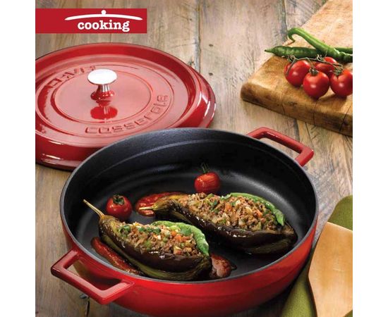 Кастрюля чугунная эмалированная красная, 28 см, LAVA, фото , изображение 4 Кастрюля чугунная эмалированная красная, 28 см, LAVA, фото , изображение 4