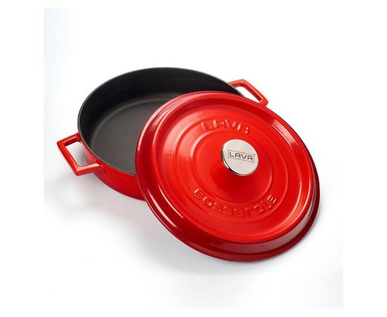 Кастрюля чугунная эмалированная красная, 28 см, LAVA, фото , изображение 3 Кастрюля чугунная эмалированная красная, 28 см, LAVA, фото , изображение 3