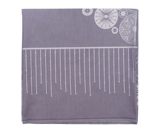 Скатерть из хлопка фиолетово-серого цвета с рисунком Ледяные узоры, New Year Essential, 180х180см, Tkano, фото 