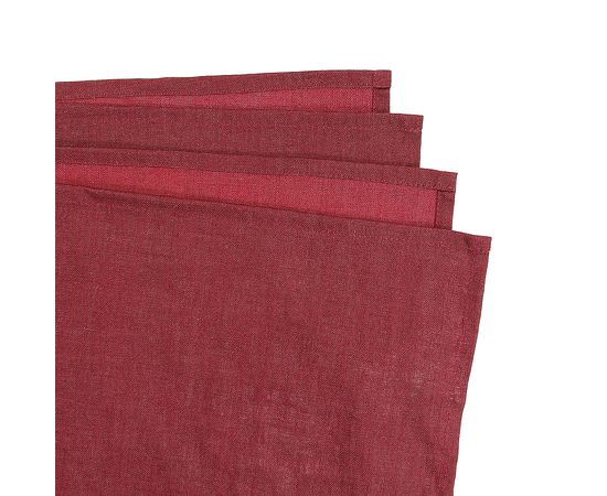 Скатерть на стол из умягченного льна с декоративной обработкой бордового цвета Essential, 143х143 см, Tkano, фото , изображение 2