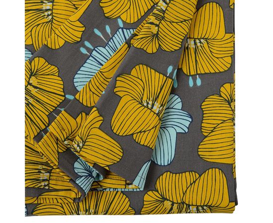 Скатерть из хлопка серого цвета с принтом Цветы из коллекции Prairie, 170х250 см, Tkano, фото , изображение 3