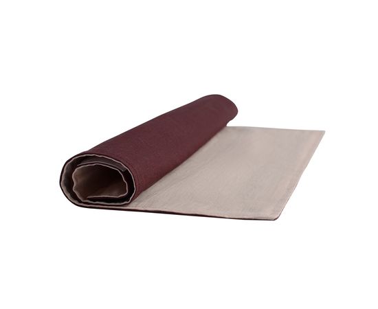 Салфетка под приборы из умягченного льна с декоративной обработкой бордо/розовый Essential, 35х45 см, Tkano, фото , изображение 2