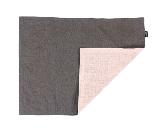 Салфетка под приборы из умягченного льна с декоративной обработкой серый/розовый Essential, 35х45 см, Tkano, фото  Салфетка под приборы из умягченного льна с декоративной обработкой серый/розовый Essential, 35х45 см, Tkano, фото
