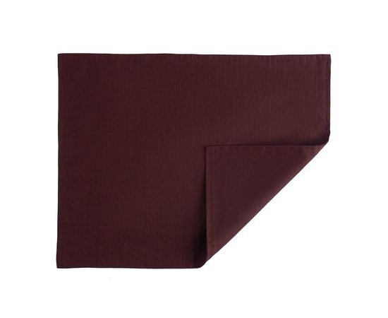 Салфетка под приборы из умягченного льна с декоративной обработкой бордового цвета Essential, 35х45, Tkano, фото  Салфетка под приборы из умягченного льна с декоративной обработкой бордового цвета Essential, 35х45, Tkano, фото