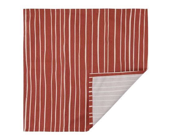 Салфетка сервировочная из хлопка терракотового цвета с принтом Полоски из коллекции Prairie, 45х45 см, Tkano, фото 