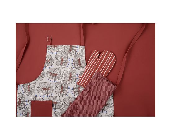 Прихватка-варежка из хлопка терракотового цвета с принтом Полоски из коллекции Prairie, 33х17,5 см, Tkano, фото , изображение 2