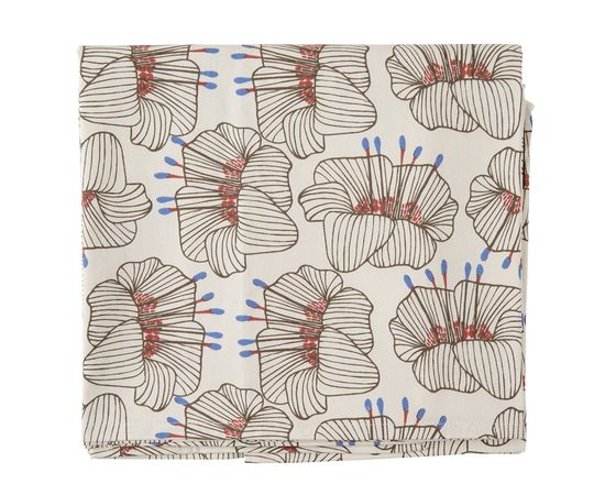 Скатерть из хлопка молочного цвета с принтом Цветы из коллекции Prairie, 170х250 см, Tkano, фото 