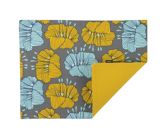 Салфетка двухсторонняя под приборы из хлопка серого цвета с принтом Цветы из коллекции Prairie, 35х45 см, Tkano, фото 