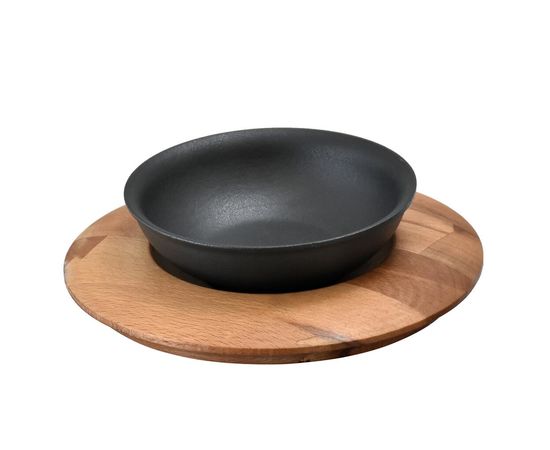 Салатник чугунный на деревянной подставке, 14 см, LAVA, фото 