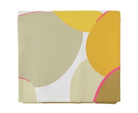 Скатерть из хлопка горчичного цвета с авторским принтом из коллекции Freak Fruit, 170х250 см, Tkano, фото 