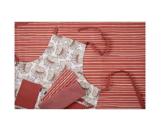 Скатерть из хлопка терракотового цвета с принтом Полоски из коллекции Prairie, 170х250 см, Tkano, фото , изображение 4