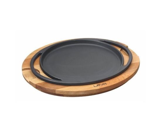 Блюдо чугунное на деревянной подставке, 20 см, LAVA, фото 