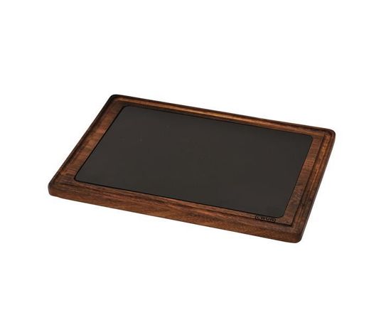 Блюдо чугунное прямоугольное на деревянной подставке, 25*35 см, LAVA, фото , изображение 3