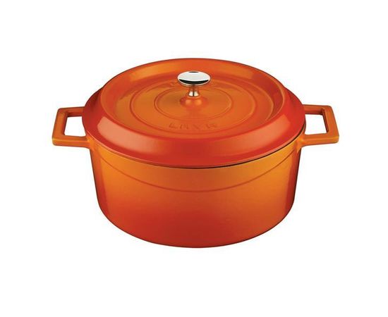 Кастрюля чугунная эмалированная оранжевая, 28 см, LAVA, фото , изображение 2