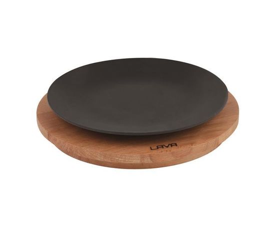 Тарелка круглая чугунная на деревянной подставке, 25 см, LAVA, фото 