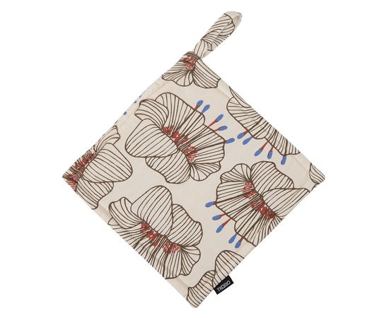 Прихватка из хлопка молочного цвета с принтом Цветы из коллекции Prairie, 22х22 см, Tkano, фото 