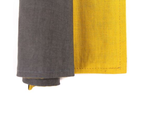 Салфетка под приборы из умягченного льна с декоративной обработкой серый/горчица Essential, 35х45 см, Tkano, фото , изображение 3 Салфетка под приборы из умягченного льна с декоративной обработкой серый/горчица Essential, 35х45 см, Tkano, фото , изображение 3