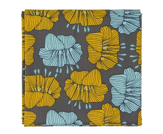 Скатерть из хлопка серого цвета с принтом Цветы из коллекции Prairie, 170х250 см, Tkano, фото 