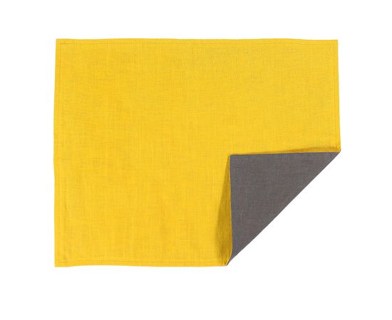 Салфетка под приборы из умягченного льна с декоративной обработкой серый/горчица Essential, 35х45 см, Tkano, фото  Салфетка под приборы из умягченного льна с декоративной обработкой серый/горчица Essential, 35х45 см, Tkano, фото