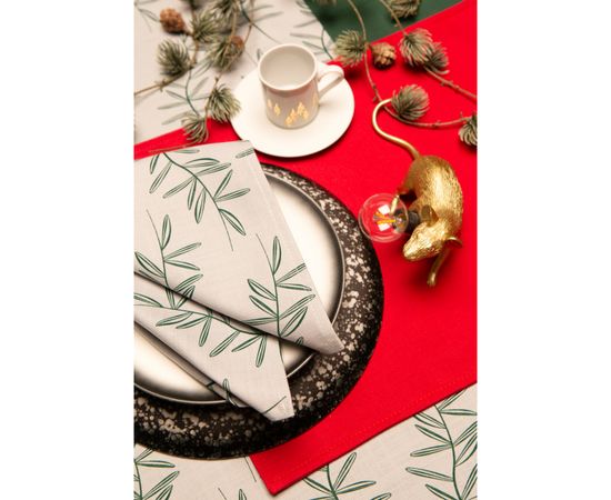 Салфетка под приборы красного цвета из хлопка Russian North, 35х45 см, Tkano, фото , изображение 2