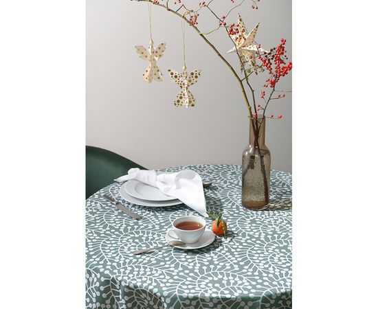 Скатерть из хлопка зеленого цвета с рисунком Спелая смородина, Scandinavian touch, 180х260см, Tkano, фото , изображение 3