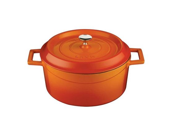 Кастрюля чугунная эмалированная оранжевая, 24 см, LAVA, фото , изображение 2 Кастрюля чугунная эмалированная оранжевая, 24 см, LAVA, фото , изображение 2