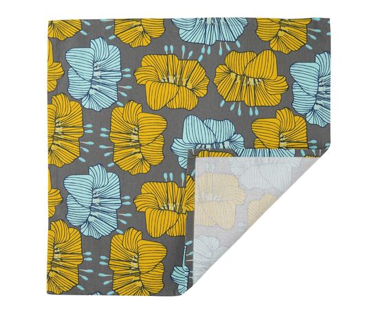 Салфетка сервировочная из хлопка серого цвета с принтом Цветы из коллекции Prairie, 45х45 см, Tkano, фото 