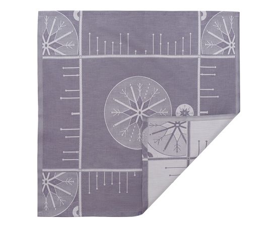 Салфетка из хлопка фиолетово-серого цвета с рисунком Ледяные узоры, New Year Essential, 53х53см, Tkano, фото  Салфетка из хлопка фиолетово-серого цвета с рисунком Ледяные узоры, New Year Essential, 53х53см, Tkano, фото